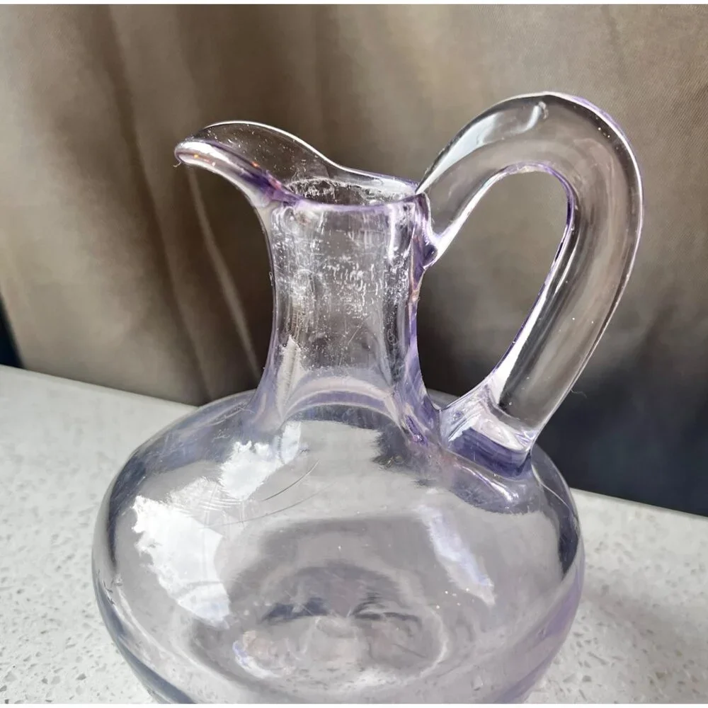 Vintage Purple Glass Pitcher Vase 3.75